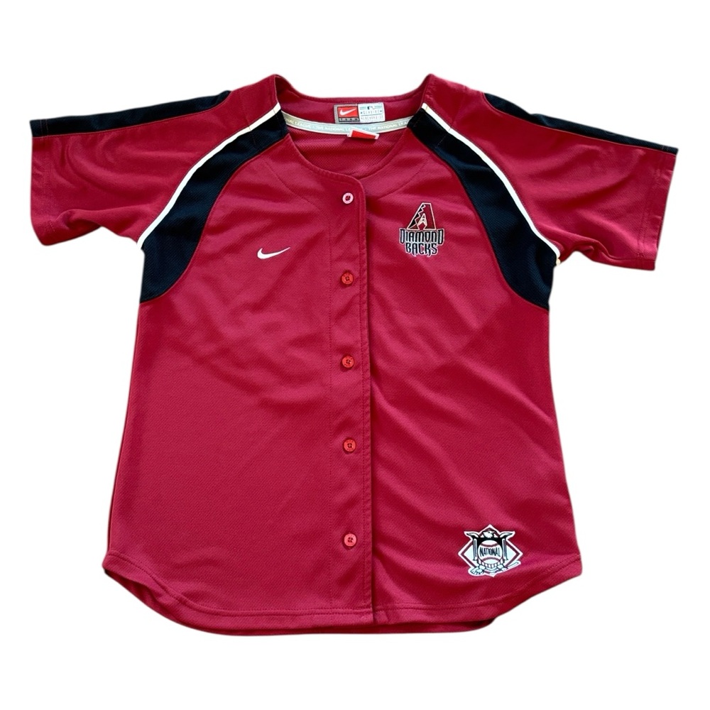 Arizona Diamondbacks Button‎ Front Baseball Jersey Sedona Red Black White Size M